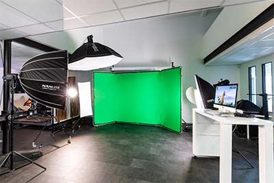 fond vert dans un studio photo à Brest